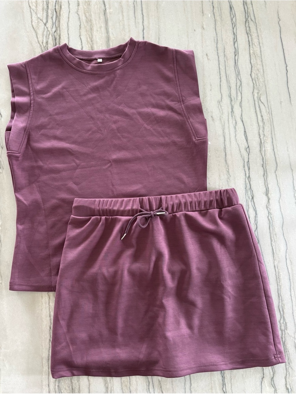 Sleeveless Top & Drawstring Skirt Set - Mauve